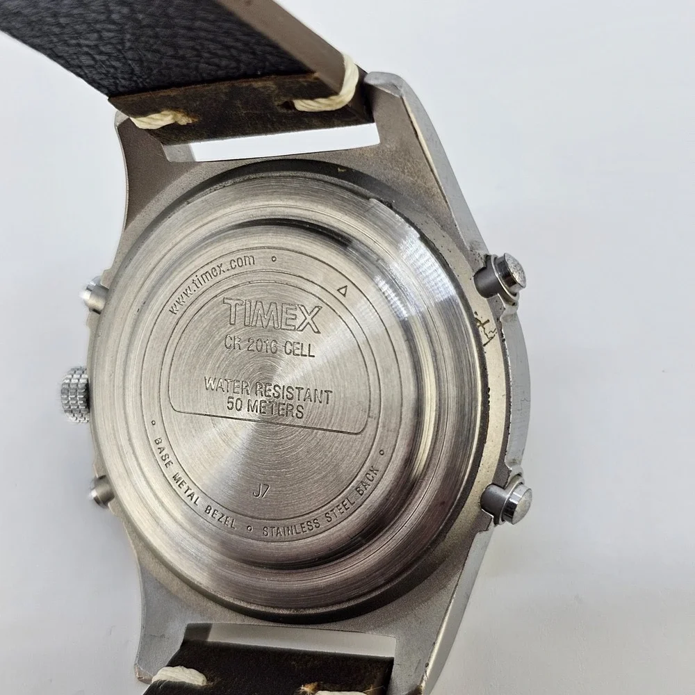 Timex Expedition Ana Dig Men Watch 38MM NEW Dark Brown Leather Bands New Battery